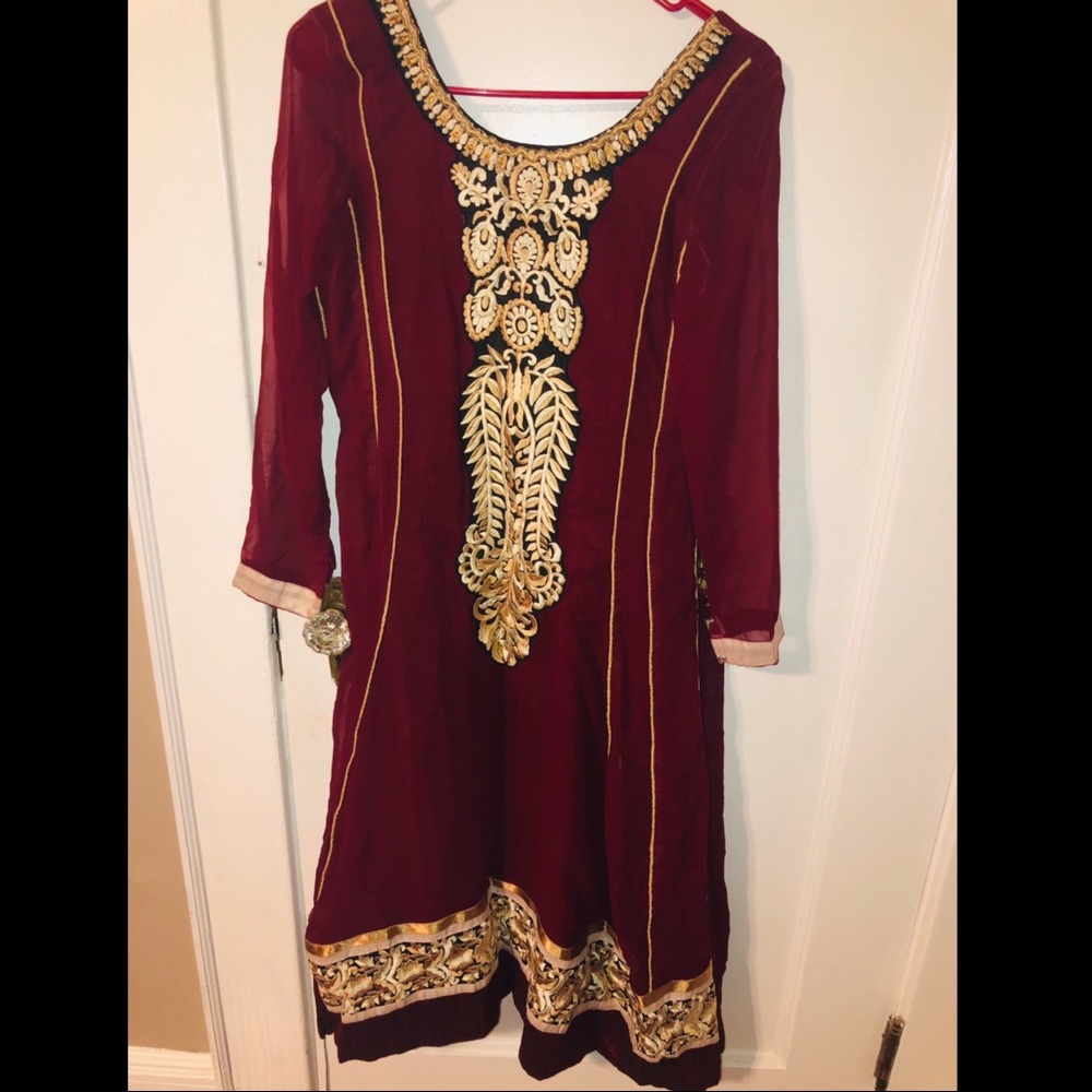 Maroon indian salwar kameez dress